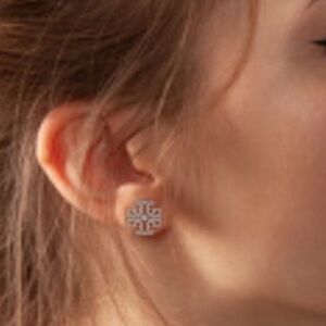 NEW! Tory Burch Silver Logo Post Earrings